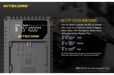 Image of Nitecore UCN1 Canon Camera Battery Charger for LP-E6, LP-E6N and LP-E8 Batteries, Black, 6952506491797