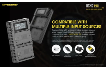 Image of Nitecore UCN2 Pro Dual-Slot Fast Digital USB Charger for Canon LP-E6N Camera Batteries, Black, 6952506492855