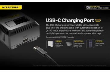 Image of Nitecore Universal Battery Charger, Ci2, Dual-Slot, Black, 6952506495351