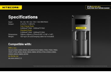 Image of Nitecore Universal Battery Charger, Ci2, Dual-Slot, Black, 6952506495351