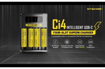 Image of Nitecore Universal Battery Charger, Ci4, Four-Slot, Black, 6952506495368
