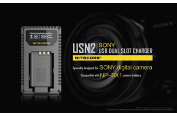 Image of Nitecore USN2 Sony Camera Battery Charger for NP-BX1 Batteries, Black, 6952506492626
