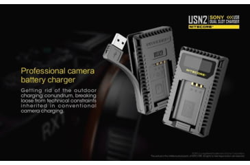 Image of Nitecore USN2 Sony Camera Battery Charger for NP-BX1 Batteries, Black, 6952506492626