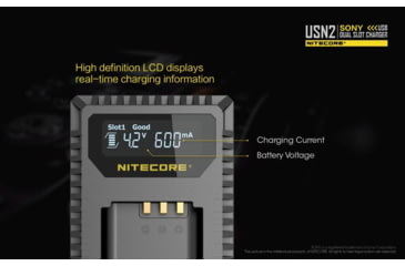 Image of Nitecore USN2 Sony Camera Battery Charger for NP-BX1 Batteries, Black, 6952506492626