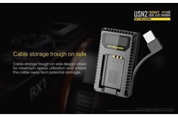 Image of Nitecore USN2 Sony Camera Battery Charger for NP-BX1 Batteries, Black, 6952506492626