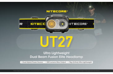 Image of Nitecore UT27 Dual Beam Rechargeable Headlamp, Black, 6952506406937