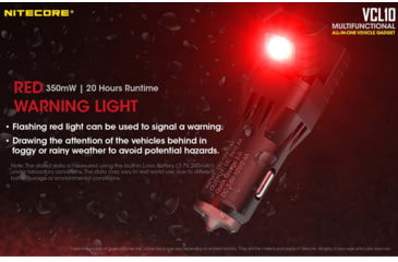 Image of Nitecore VCL10 QuickCharge 3.0 USB Car Charger with White &amp; Red Flashlight, Black, 6952506404735