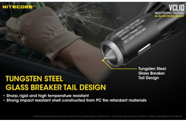 Image of Nitecore VCL10 QuickCharge 3.0 USB Car Charger with White &amp; Red Flashlight, Black, 6952506404735