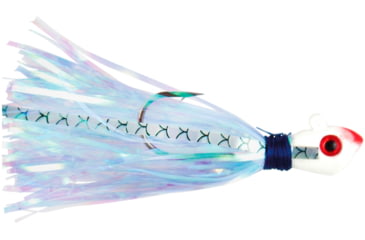 Image of No Alibi Alien Jig Inshore Series, Pearl Blue Skirt 3/8 oz Transparent Head, NA-AJBP-3/8