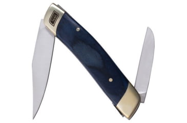 Image of No Box Tools Whittler Blue Folding Knife, Satin finish 5Cr15MoV stainless clip and sheepsfoo, Blue wood handle, 01-0009