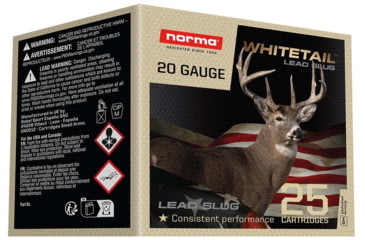 Image of Norma Whitetail Lead Slug 20 Gauge 1 oz 2.75 inch Shotgun Ammo, 25 Rounds, 1198043420