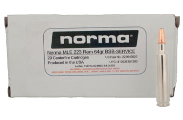 Image of Norma .223 Remington 64 Grain Bonded Solid Base Nickel Plated Brass Cased Centerfire Rifle Ammo, 20 Rounds, 223640020