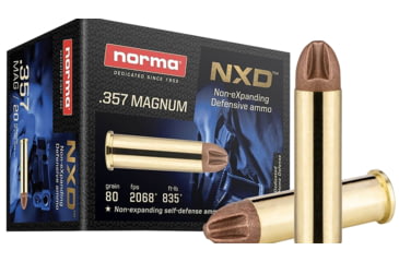 Image of Norma .357 Magnum 80 Grain Monolithic Brass Cased Pistol Ammo, 20 Rounds, 611640020
