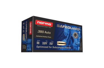 Image of Norma Safeguard .380 AUTO 88 Grain Jacketed Hollow Point Brass Cased Pistol Ammo, 50 Rounds, 803807680