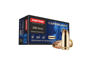 Image of Norma Safeguard .380 AUTO 88 Grain Jacketed Hollow Point Brass Cased Pistol Ammo, 50 Rounds, 803807680