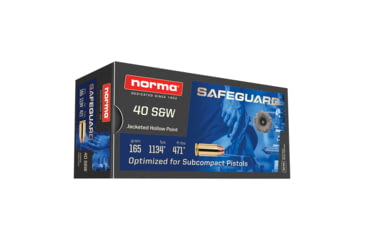 Image of Norma Safeguard .40 S&amp;W 165 Grain Jacketed Hollow Point Brass Cased Pistol Ammo, 50 Rounds, 801407887