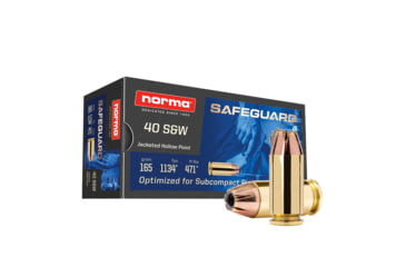 Image of Norma Safeguard .40 S&amp;W 165 Grain Jacketed Hollow Point Brass Cased Pistol Ammo, 50 Rounds, 801407887