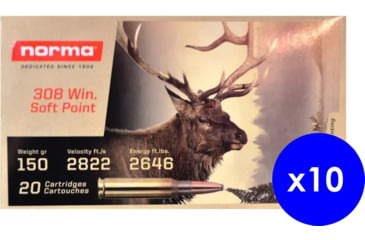 Image of Norma Softpoint .308 Winchester 150gr Brass Cased Centerfire Rifle Ammo, 200 Rounds