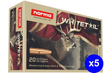 Image of Norma Whitetail .270 Winchester 130gr Brass Cased Centerfire Rifle Ammo, 100 Rounds