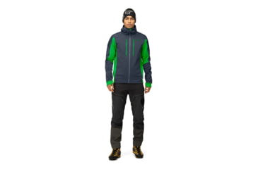 Image of Norrona Trollveggen Powerstretch Pro Zip Hooded Jacket - Mens, Cool Black/Classic Green, Small, 1623-19-7784-S