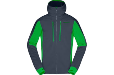 Image of Norrona Trollveggen Powerstretch Pro Zip Hooded Jacket - Mens, Cool Black/Classic Green, Small, 1623-19-7784-S