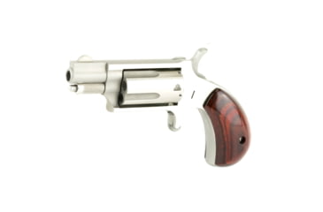 Image of North American Arms Mini Combo Revolver, .22 Long Rifle/.22 Winchester Magnum Rimfire, 1.12in Barrel, Fixed, Stainless Frame, Wood Grip, 5 Round Cylinder, NAA22MSC