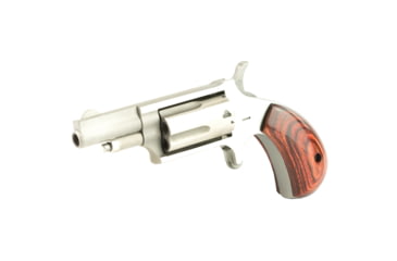 Image of North American Arms Mini Combo Revolver, .22 Long Rifle/.22 Winchester Magnum Rimfire, 1.65in Barrel, Fixed, Stainless Frame, Wood Grip, 5 Round Cylinder, NAA22MC