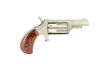 Image of North American Arms Mini Combo Revolver, .22 Long Rifle/.22 Winchester Magnum Rimfire, 1.65in Barrel, Fixed, Stainless Frame, Wood Grip, 5 Round Cylinder, NAA22MC