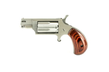 Image of North American Arms Mini Revolver, .22 Winchester Magnum Rimfire, 1.12in Barrel, Fixed, Stainless Frame, Ported Wood Grip, 5 Round Cylinder, NAA22MSP