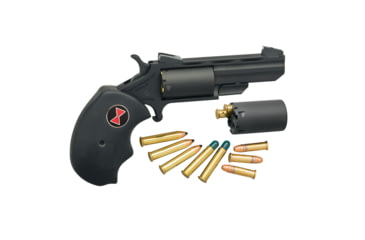 Image of North American Arms True Black Widow Combo Revolver, .22 Long Rifle/.22 Winchester Magnum Rimfire, 2in Barrel, Fixed, Black Frame, Rubber Grip, 5 Round Cylinder, NAABWCCRK