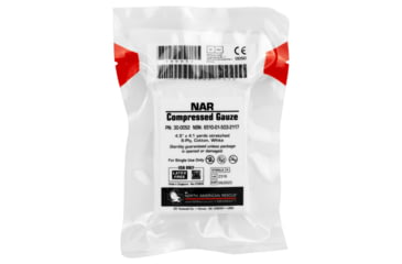 Image of North American Rescue Compressed Gauze, 4.5 x 4.1yd Sterile 6-Ply 100% Cotton Gauze, Crinkle Weave, Latex Free