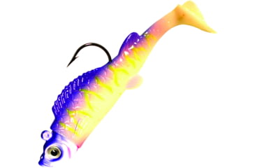 Image of Northland UV Mimic Minnow Swimbait, 1 1/2in, 1/32 oz Sz 4 Hook, Purple Tiger, Strip Card, MMUV1-6-46