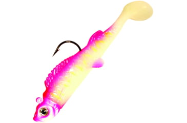 Image of Northland UV Mimic Minnow Swimbait, 2 1/2in, 1/4 oz 2/0 Hook, Pink Tiger, Strip Card, MMUV4-6-26