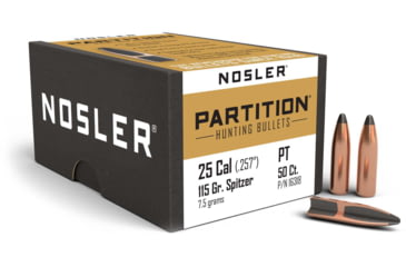 Image of Nosler 16318 Partition 25 Caliber .257 115 GR Spitzer 50 Box