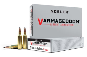 Image of Nosler .17 Remington Fireball, Flat Base Tipped , 20 grain, Brass Cased, 20 Rounds, 63100