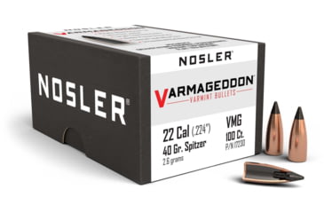 Image of Nosler 17230 Varmageddon 22 Caliber .224 40 GR Flat Base Tipped FBT 100 Box