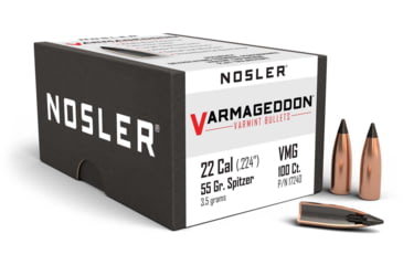 Image of Nosler 17240 Varmageddon 22 Caliber .224 55 GR Flat Base Tipped FBT 100 Box