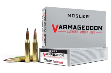 Image of Nosler .22 Nosler, Flat Base Tipped , 53 grain, Brass Cased, 20 Rounds, 65177