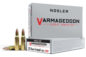 Image of Nosler .221 Remington Fireball, Flat Base Hollow Point, 40 grain, Brass Cased, 20 Rounds, 65120