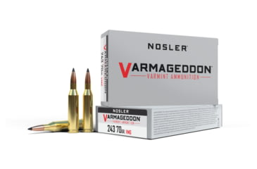 Image of Nosler .243 Winchester, Flat Base Tipped , 70 grain, Brass Cased Ammo, 200 Round