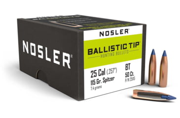 Image of Nosler 25115 Ballistic Tip Hunting 25 Caliber .257 115 GR Spitzer Point 50 Box