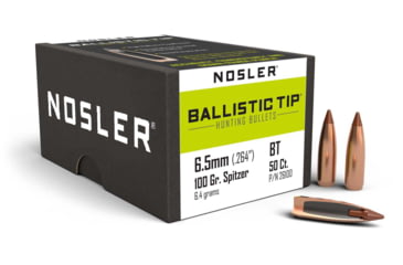 Image of Nosler 26100 Ballistic Tip Hunting 6.5mm .264 100 GR Ballistic Tip Hunting 50 Bo