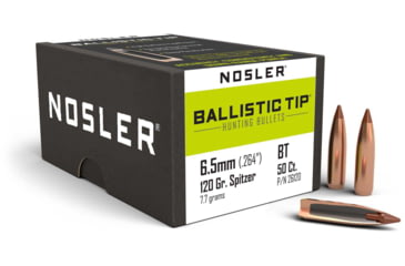 Image of Nosler 26120 Ballistic Tip Hunting 6.5mm .264 120 GR Spitzer 50 Box