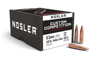 Image of Nosler 26725 Custom Competition 6.5mm .264 140 GR Hollow Point Boat Tail HPBT