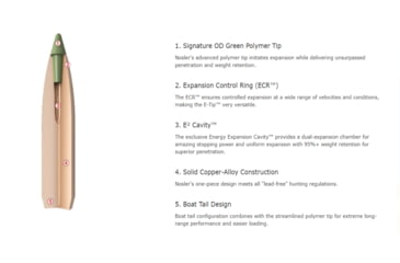 Image of Nosler .270 Winchester Short Magnum, E-Tip , 130 grain, Brass Cased, 20 Rounds, 40142
