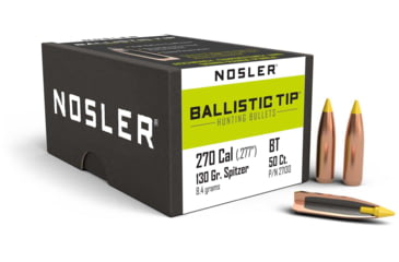 Image of Nosler 27130 Ballistic Tip Hunting 270 Caliber .277 130 GR Spitzer 50 Box