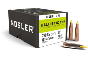 Image of Nosler 27150 Ballistic Tip Hunting 270 Caliber .277 150 GR Spitzer 50 Box