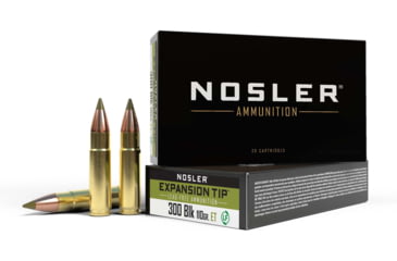 Image of Nosler .300 AAC Blackout 110 Grain E-Tip Lead-Free Brass Cased Centerfire Rifle Ammo, 20 Rounds, 40660