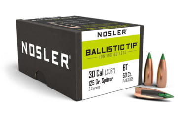 Image of Nosler 30125 Ballistic Tip Hunting 30 Caliber .308 125 GR Spitzer 50 Box