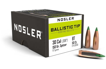 Image of Nosler 30150 Ballistic Tip Hunting 30 Caliber .308 150 GR Spitzer 50 Box